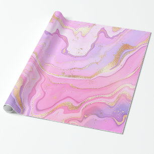 Luxury Marble Glitter Pink Purple Gold Wrapping Paper