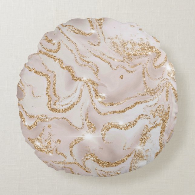 Luxury Marble Glitter Round Cushion (Front)