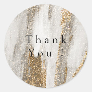 Luxury Marble Gold glitter white and grey   Classic Round Sticker