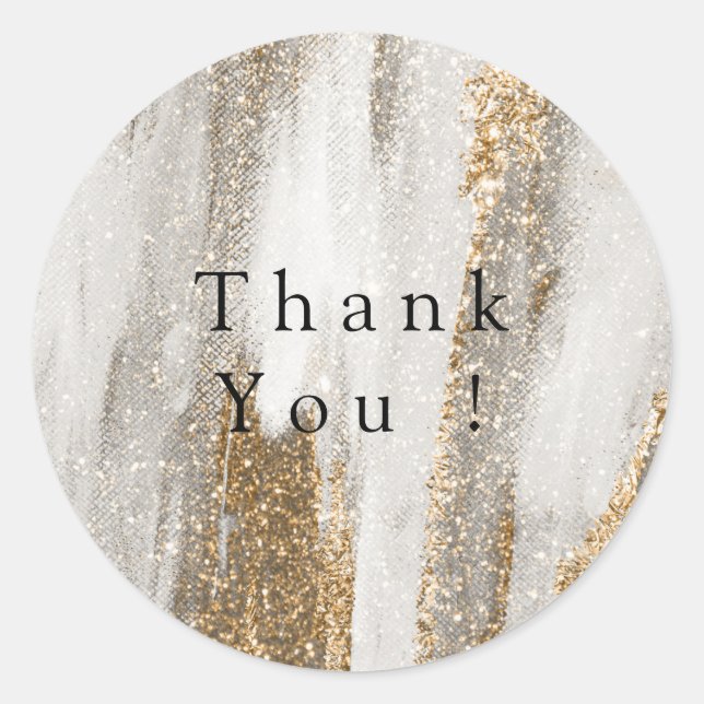 Luxury Marble Gold glitter white and grey   Classic Round Sticker (Front)