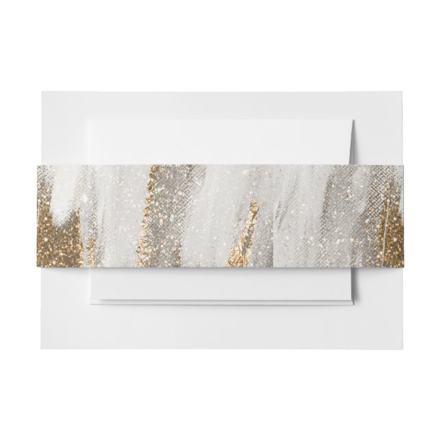 Luxury Marble Gold glitter white and grey Invitation Belly Band (Front Example)