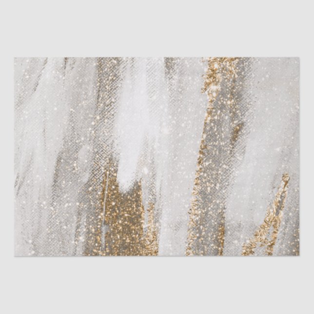 Luxury Marble Gold Strokes white and grey Tissue Paper (Front)