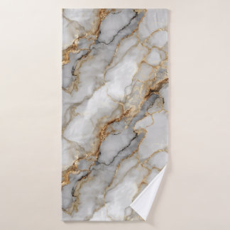 Luxury Marble Gold White Harmony Abstract Pattern Bath Towel