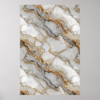 Luxury Marble Gold White Harmony Abstract Pattern Poster