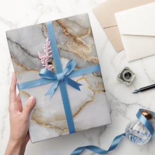 Luxury Marble Gold White Harmony Abstract Pattern Wrapping Paper