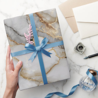 Luxury Marble Gold White Harmony Abstract Pattern Wrapping Paper