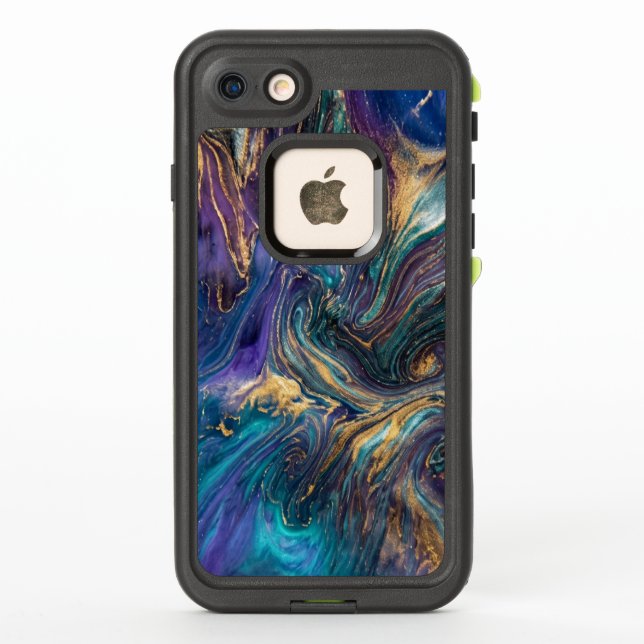 Luxury Marble LifeProof-Style iPhone Case – Blue P (Back)