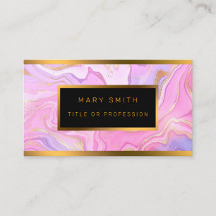 Luxury Marble Pink Purple Gold Business Card