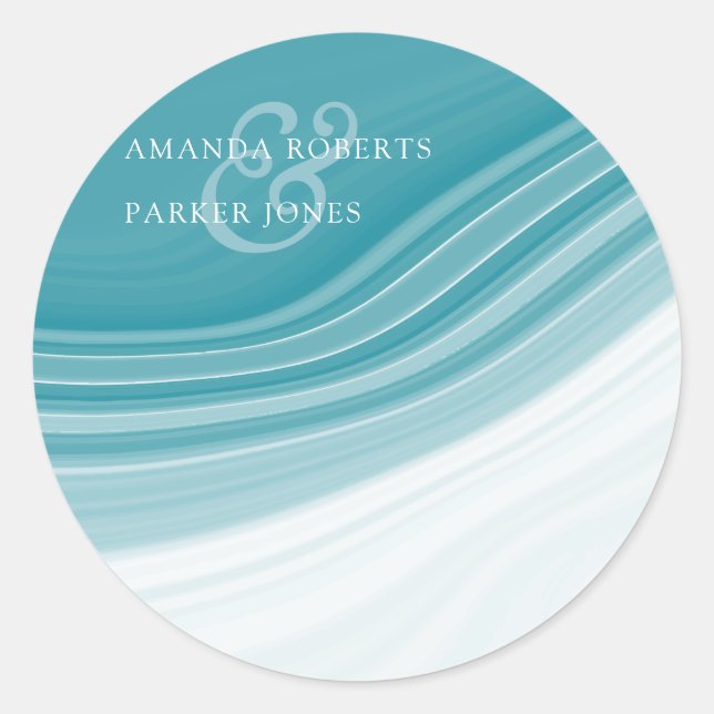 Luxury Marble Wedding Personalised Classic Round Sticker (Front)