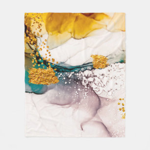 Luxury marble with glitter gold fleece blanket