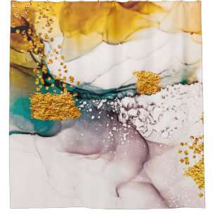 Luxury marble with glitter gold shower curtain