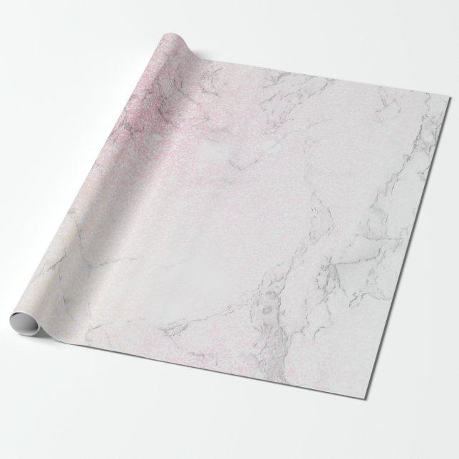 Luxury Marble with pink glitter Wrapping Paper (Unrolled)