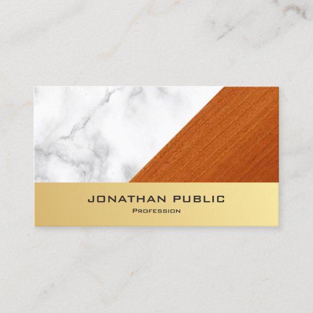 Luxury Marble Wood Gold Elegant Professional Business Card (Front)