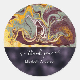Luxury Marbled Abstract Purple  Classic Round Sticker