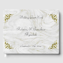 Luxury Marbled and Gold Wedding Guest Book