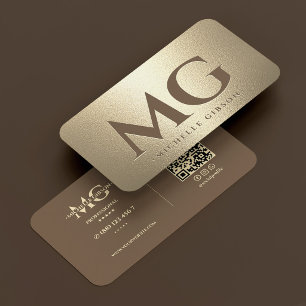 Luxury Marketing Initials Brown Faux Gold Business Card