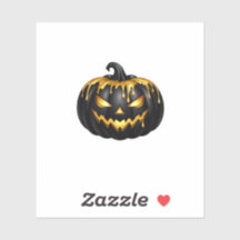 Luxury Matte Black Gold Drips Pumpkin Sticker Hall