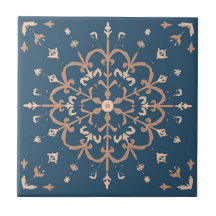 Luxury Mediterranean Blue & Tan Medallion Pattern