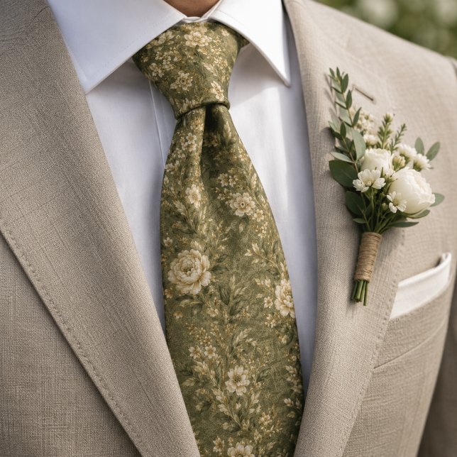 Luxury Mediterranean Botanical Olive Garden Tie (Creator Uploaded)