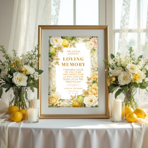 Luxury Mediterranean Lemons & Flowers Memorial Poster