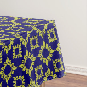 Luxury Mediterranean Tile Pattern Blue Yellow Tablecloth