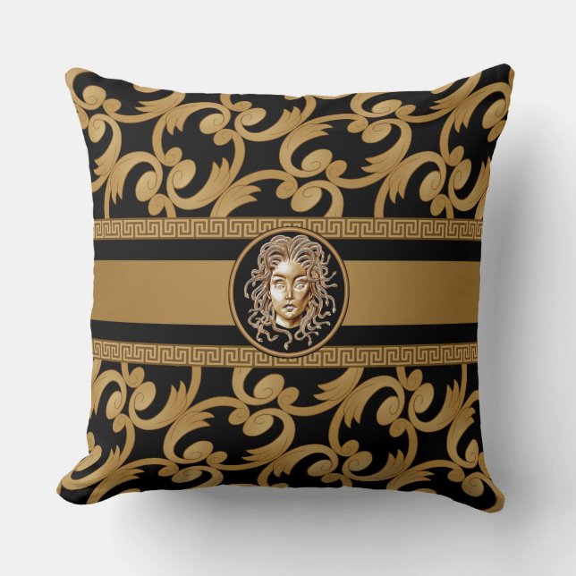 Luxury Medusa Baroque Gold Cushion (Front)