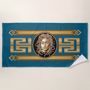 Luxury Medusa Gold  beach towel