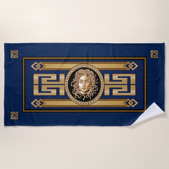 Luxury Medusa Gold Chain Beach Towel (Front)