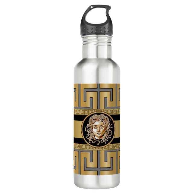 Luxury Medusa Gold & Silver 710 Ml Water Bottle (Front)