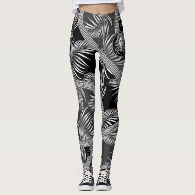 Luxury Medusa  Silver Leggings (Front)