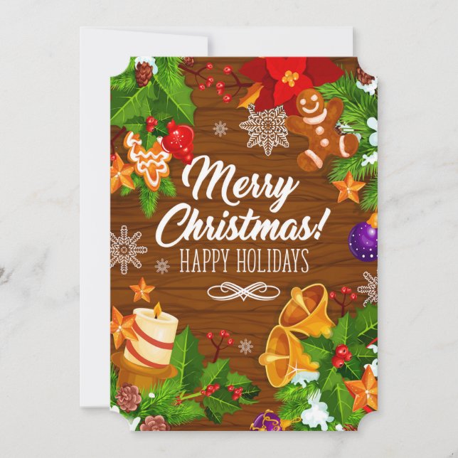 Luxury Merry Christmas Greetings Card (Front)