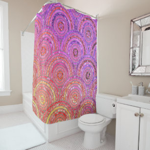 Luxury Metal Foil Glitter Pink Gold Dots Circles Shower Curtain