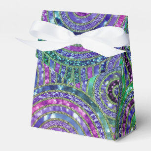Luxury Metal Foil Glitter Pink Green Dots Circles Favour Box