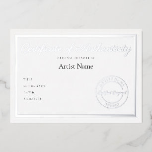 Luxury Metallic Certificate of Authenticity Art