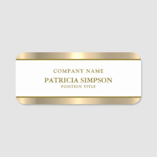Luxury Metallic Gold And White: Your Unique Style Name Tag