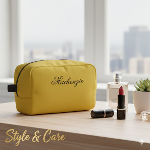 Luxury Metallic Gold Custom Name Toiletry Dopp Kit