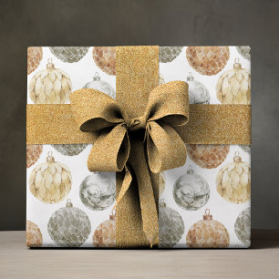 Luxury Metallic Vintage Christmas Ornaments  Wrapping Paper Sheet