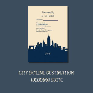 Luxury Metropolitan Skyline Wedding destination RSVP Card