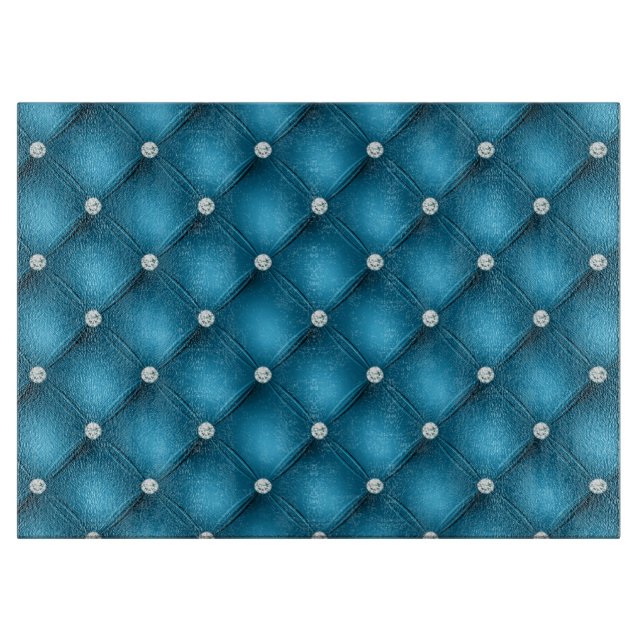 Luxury Mid Blue Diamond Tufted Pattern Cutting Board (Front)