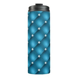 Luxury Mid Blue Diamond Tufted Pattern Thermal Tumbler