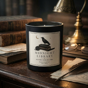 Luxury Midnight Library Candle Dark Academia Square Sticker