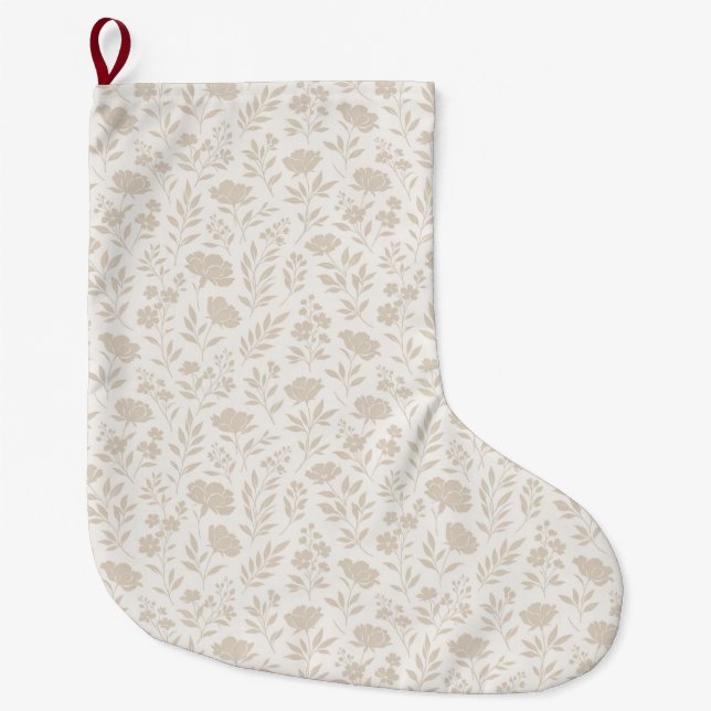 Luxury Minimal Botanical Pattern Large Christmas Stocking (Front)