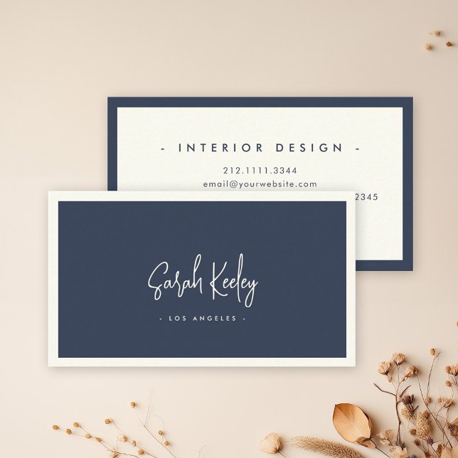 Luxury Minimal Calligraphy Chic Stylish Muted Blue Business Card (Creator Uploaded)