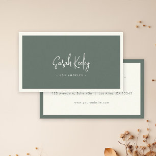 Luxury Minimal Calligraphy Chic Stylish Muted Sage Business Card