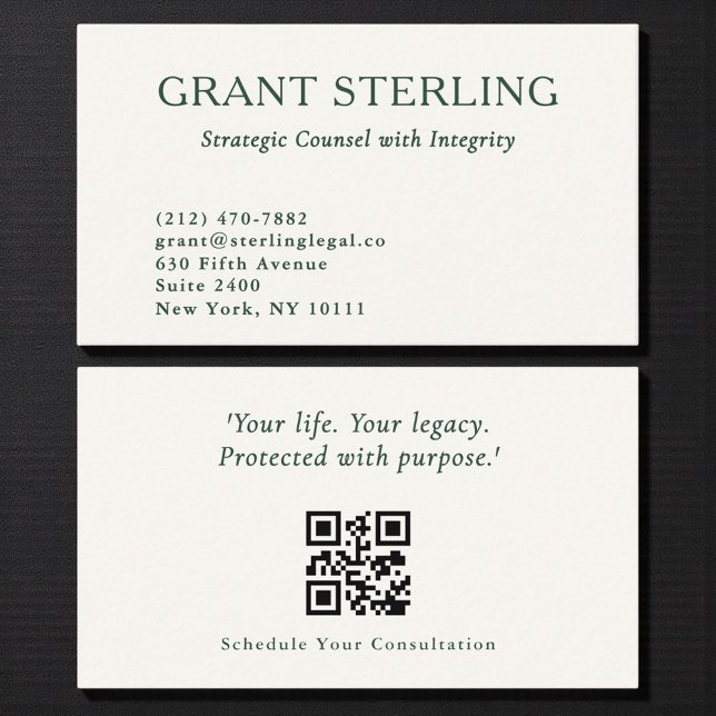 Luxury Minimal Legal Consultant QR Code Business Card (Creator Uploaded)