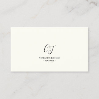 Luxury Minimal Monogram Black Ivory Chic Stylish Business Card