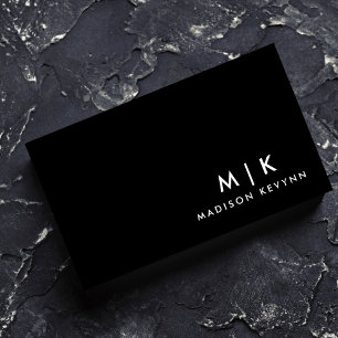 Luxury Minimal Monogram Black Ivory Chic Stylish Business Card