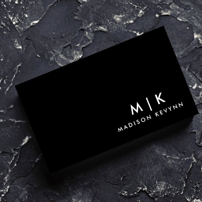 Luxury Minimal Monogram Black Ivory Chic Stylish  Business Card (Creator Uploaded)
