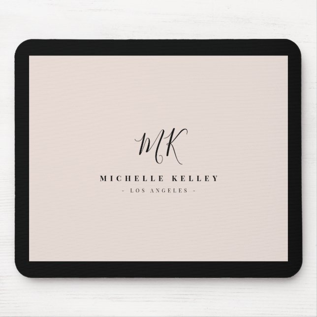 Luxury Minimal Monogram Blush Pink Chic Stylish Mouse Pad (Front)