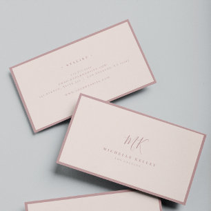 Luxury Minimal Monogram Blush Pink Rose Chic Business Card
